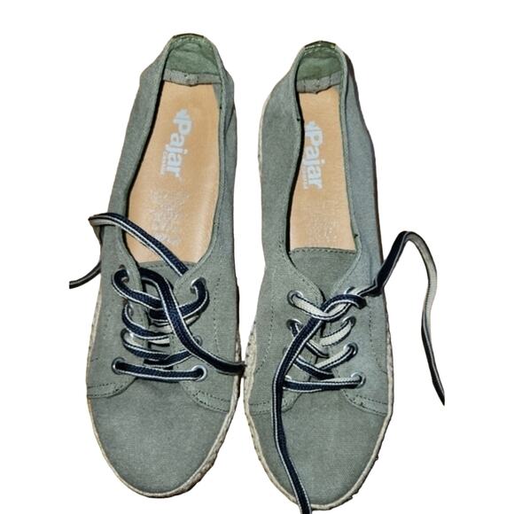 Pajar Espadrille Sneakers Olive Green‎ Canvas Lace Up Casual Shoes - Picture 3 of 10